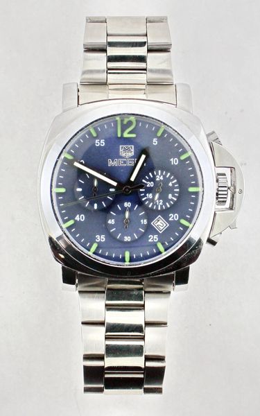 MEGIR 3006 Men Stainless Steel Watch Luminous Hand Quartz Dress Wristwatch