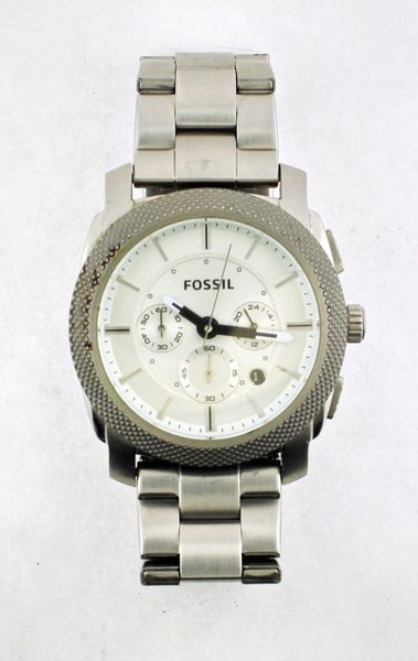 Fossil Chronograph Date Silver 50M Mens Watch FS-4663