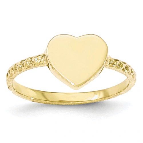 Polished Textured Heart Signet Ring (JC-1153)