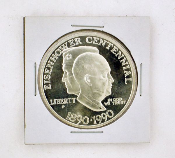 1990 United States Mint Eisenhower Centennial Commemorative Silver Dollar Our Rating: (VF) Very Fine