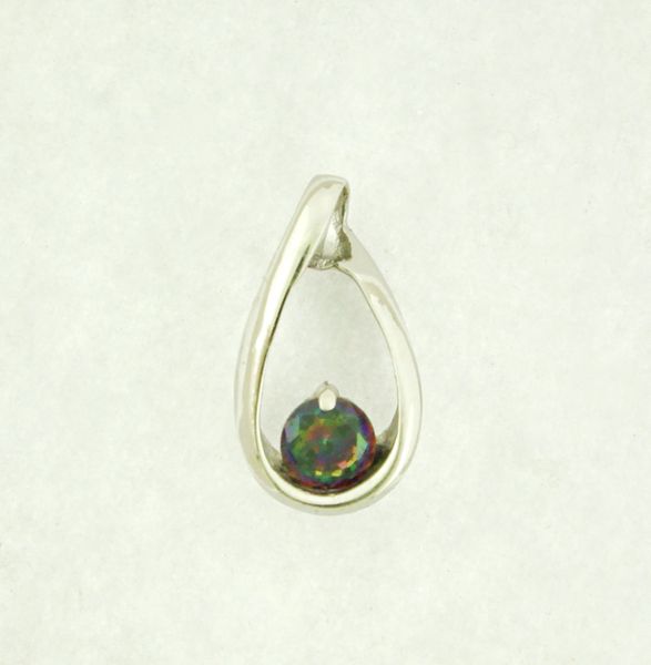 925 Sterling Silver Mystic Fire Topaz Teardrop Pendant