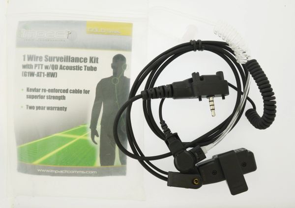 Impact 1-Wire Earpiece Lapel Mic for Kenwood 2-Pin Radios