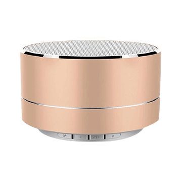 Round Portable Wireless Bluetooth Speaker Small Steel Pink Metal