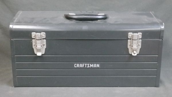 Vintage 20" Craftsman Gray Metal Tool Box with Red Pull-Out Tray Mechanics