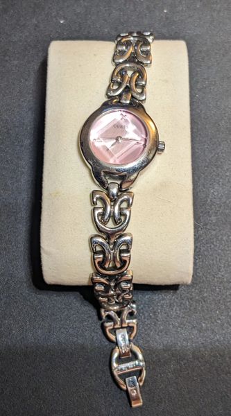 Guess Pink Dial Women's Silver Watch