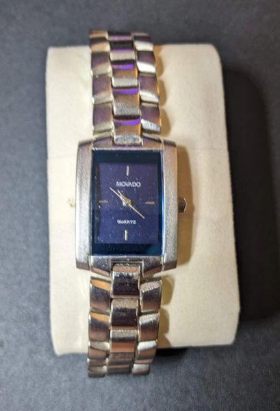 Movado Men's Rectangle Blue Dial Stainless Steel Bracelet Watch