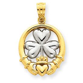 Claddagh with Shamrock Pendant (JC-097)