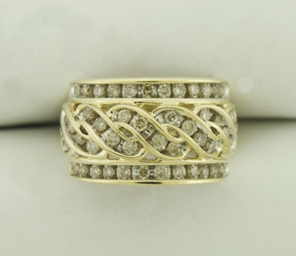 1.20 Carat Diamond Cocktail Ring 10K Yellow Gold Ring