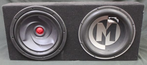 Dual 12in Subwoofer Box and Speakers 1 Kenwood & 1 M