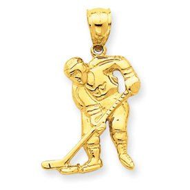 Hockey Player with Stick And Puck Pendant (JC-702)