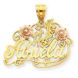 Number 1 Abuela with Flowers Charm (JC-091)