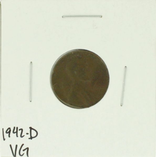 1942-D United States Lincoln Wheat Penny Rating (VG) Very Good