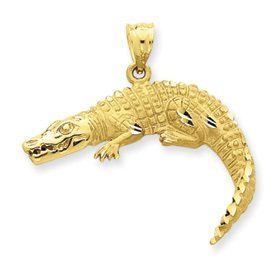 Diamond Cut Solid Satin Finish Alligator Pendant (JC-921)