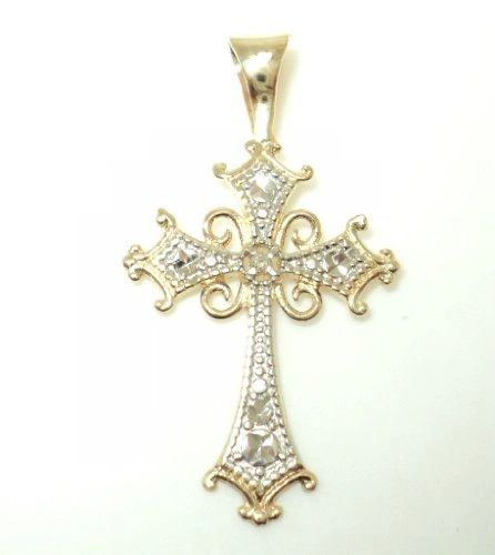 Two Tone Diamond Cut Cross Pendant (JC-1006)