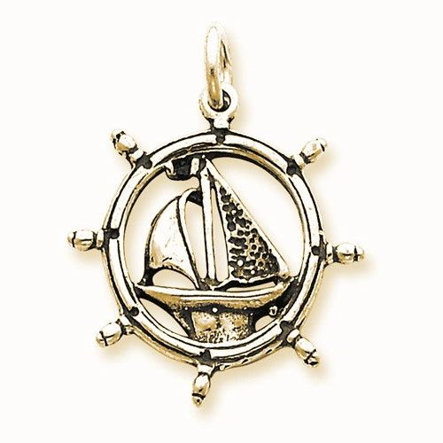 Sailboat In Wheel Charm