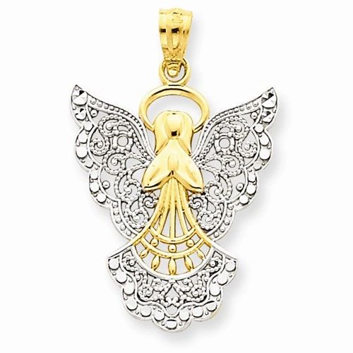 Rhodium Filigree Angel Pendant