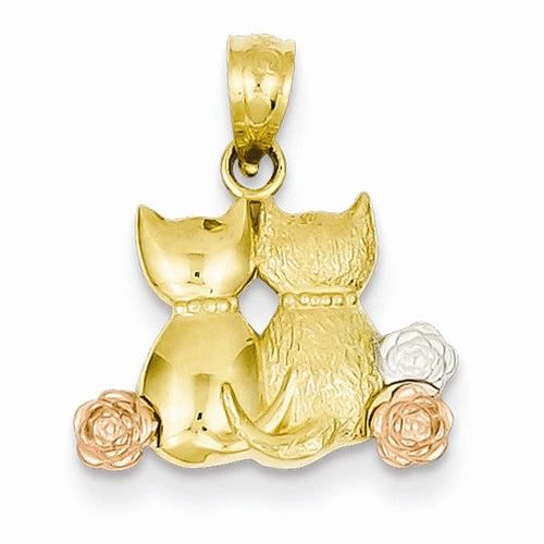 Two-Tone & Rhodium Cats Pendant