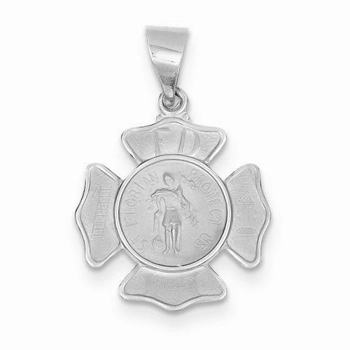 Polished And Satin St. Florian Badge Medal Pendant (JC-1151)