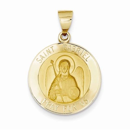 Polished And Satin St. Gabriel Medal Pendant (JC-1159)