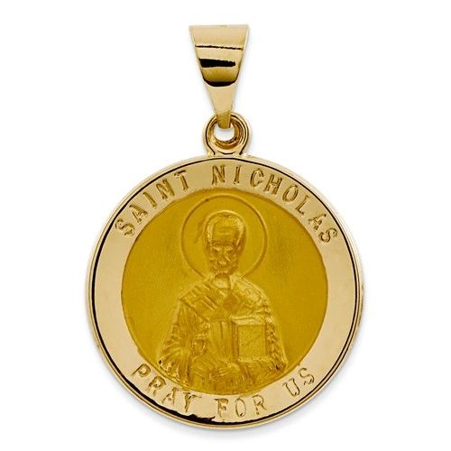 Polished And Satin St. Nicholas Medal Pendant (JC-1075)