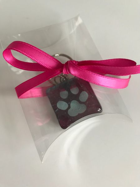 Fired Glass Paw Print Key Ring