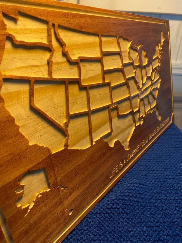  Custom Carved 11x22 US Travel Plaque 