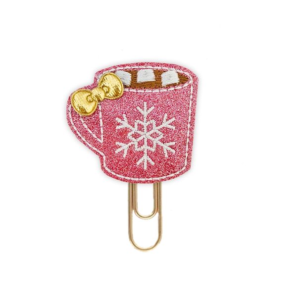 Pink Glitter Vinyl Felt Hot Cocoa Mug Planner Paper Clip Gift Todo Papel Color Paper Doilies And Planner Accessories