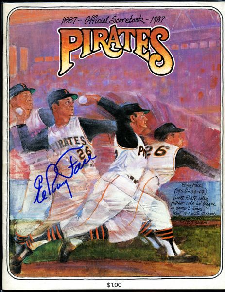 Elroy Face, Pittsburgh Pirates signed 1987 Pirates scorebook