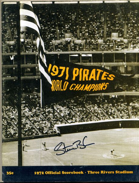 Steve Blass, Pittsburgh Pirates signed 1972 Pirates scorebook