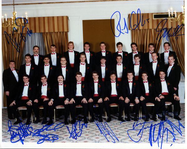 1989-90 Pittsburgh Penguins - At Your Service Dinner signed 8x10 photo