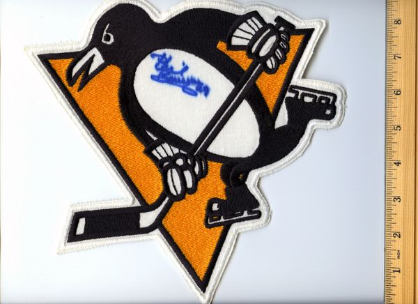 Phil Bourque #29 signed Penguins jersey crest patch