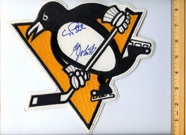 Craig Patrick & Eddie Johnston signed Penguins jersey crest patch