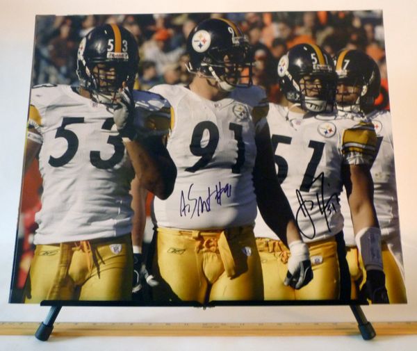 Aaron Smitrh & James Farrior, Pittsburgh Steelers signed 16x20 photo