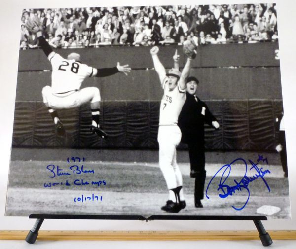 1971 World Series - Steve Blass & Bob Robertson, Pittsburgh Pirates signed 16x20 photo