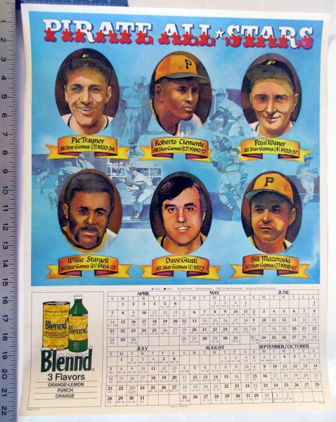 Blend Drink - Pittsburgh Pirates poster & schedule - 1970's