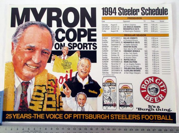 Myron Cope - 1994 Pittsburgh Steelers schedule poster