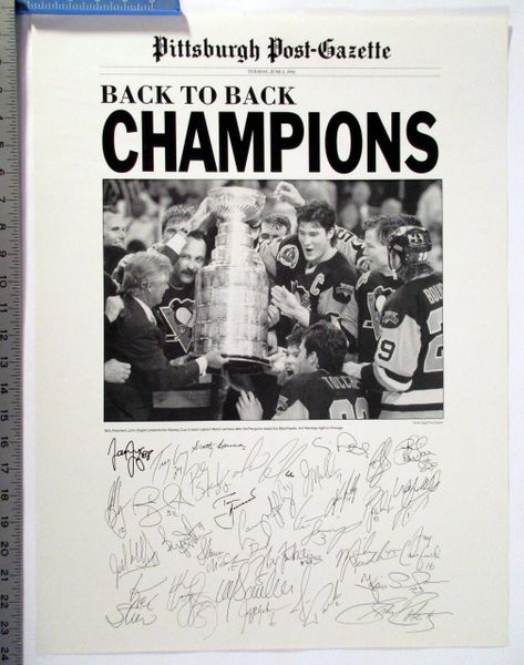 Lot (5) Pittsburgh Penguins - 1990's Stanley Cup Champs Post-Gazette posters