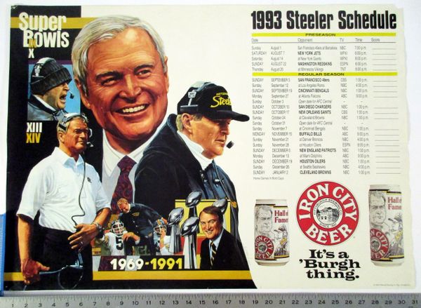 1993 Pittsburgh Steelers - Miller Lite beer schedule poster