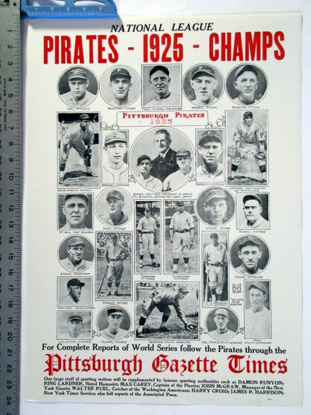 1925 Pittsburgh Pirates NL Champs poster