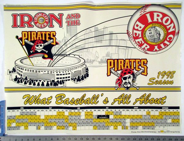 1998 Pittsburgh Pirates - Iron City beer schedule poster