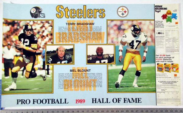 (3) Pittsburgh Steelers HOF posters - Bradshaw & Blount - Harris & Lambert - Ham