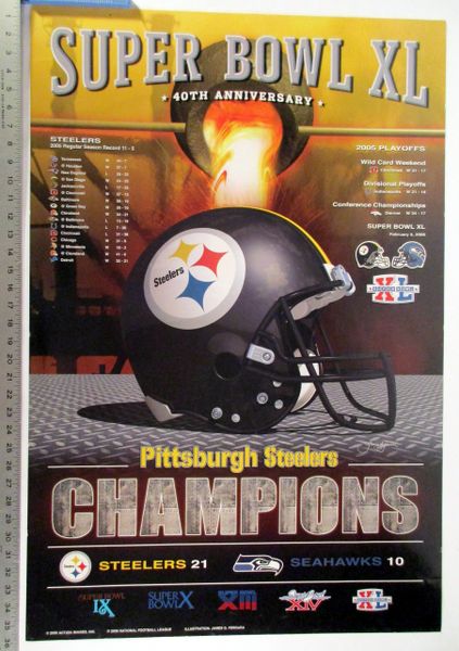 Superbowl 10 Pittsburgh Steelers Vintage Ticket Poster 