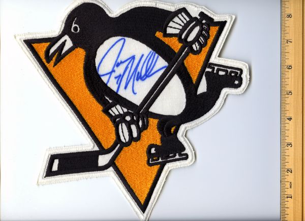 Joe Mullen #7 signed Penguins jersey crest patch