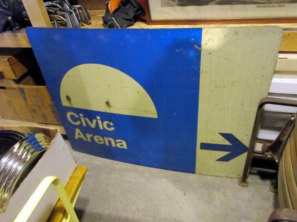 1970'S Civic Arena - directional sign - Pittsburgh Penguins