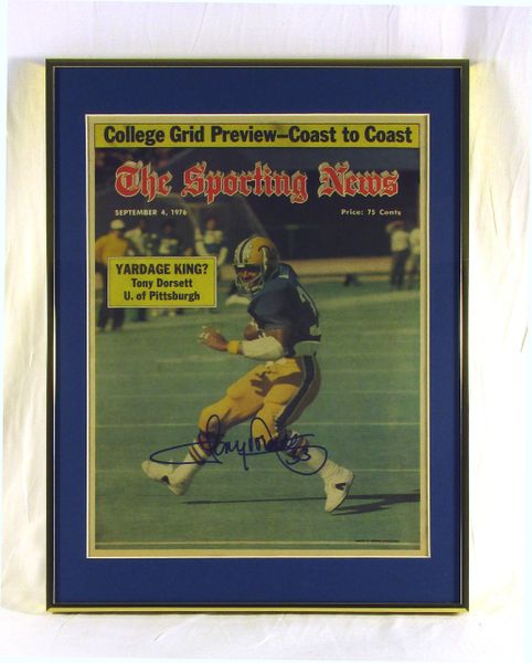 Tony Dorsett - Pitt Panthers - framed & signed Sporting News