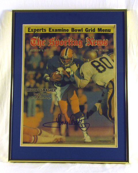 Tony Dorsett - Pitt Panthers - framed & signed Sporting News