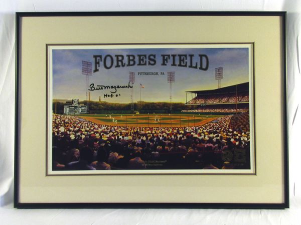 Bill Mazeroski, Pittsburgh Pirates - framed & signed Forbes Field litho