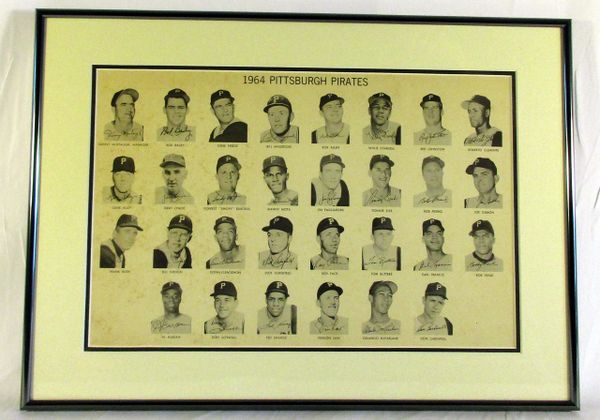 Very rare 1964 Pittsburgh Pirates original team photo display