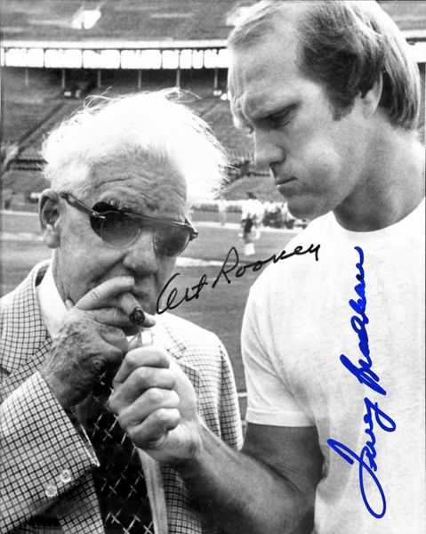 67. Art Rooney & Terry Bradshaw - Pittsburgh Steelers - 11x14 cigar photo