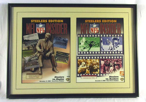 2 Pittsburgh Steelers game programs - 11/12/200 & 12/3/2000 - framed